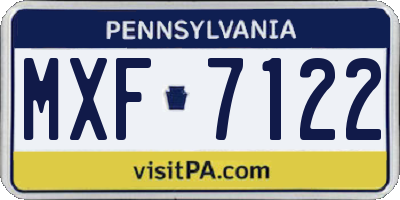 PA license plate MXF7122