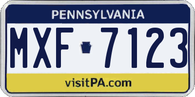 PA license plate MXF7123
