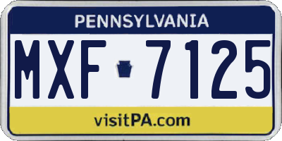 PA license plate MXF7125