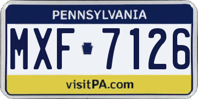 PA license plate MXF7126