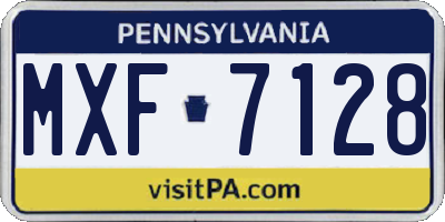 PA license plate MXF7128