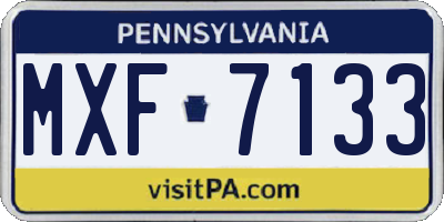 PA license plate MXF7133