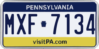 PA license plate MXF7134