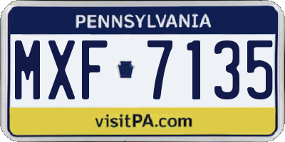 PA license plate MXF7135