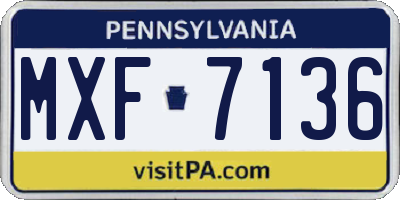 PA license plate MXF7136