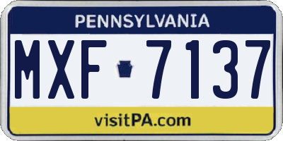 PA license plate MXF7137