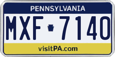 PA license plate MXF7140