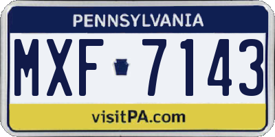 PA license plate MXF7143