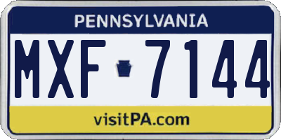 PA license plate MXF7144