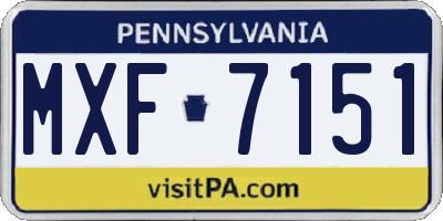 PA license plate MXF7151