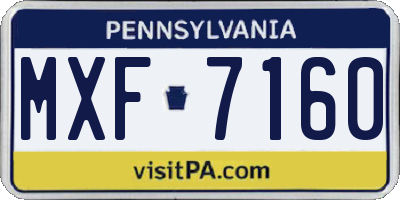 PA license plate MXF7160
