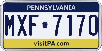 PA license plate MXF7170