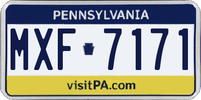 PA license plate MXF7171