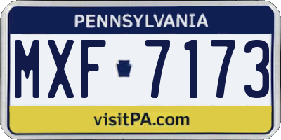 PA license plate MXF7173