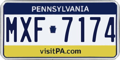 PA license plate MXF7174
