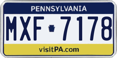 PA license plate MXF7178