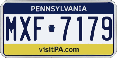PA license plate MXF7179