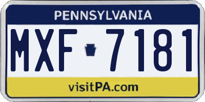 PA license plate MXF7181