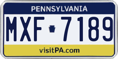 PA license plate MXF7189