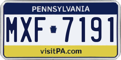 PA license plate MXF7191