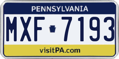 PA license plate MXF7193