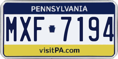 PA license plate MXF7194