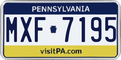 PA license plate MXF7195