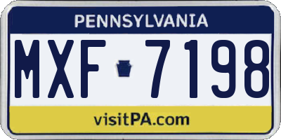 PA license plate MXF7198