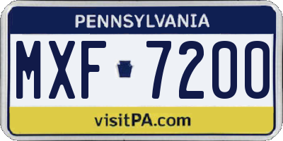 PA license plate MXF7200