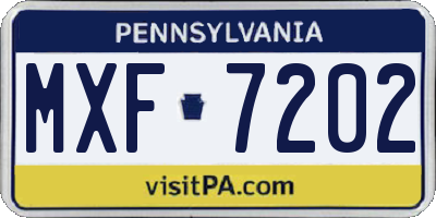 PA license plate MXF7202