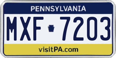 PA license plate MXF7203