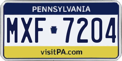 PA license plate MXF7204