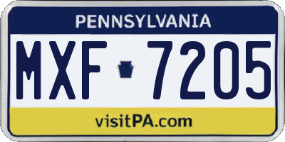 PA license plate MXF7205