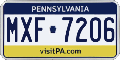 PA license plate MXF7206