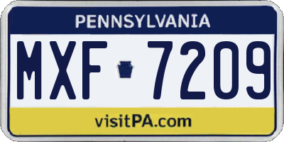PA license plate MXF7209