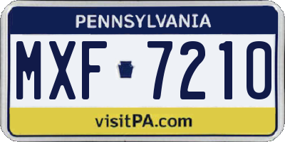 PA license plate MXF7210