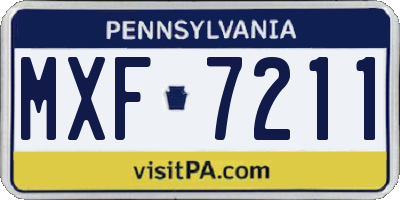PA license plate MXF7211