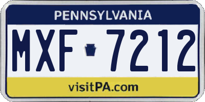PA license plate MXF7212