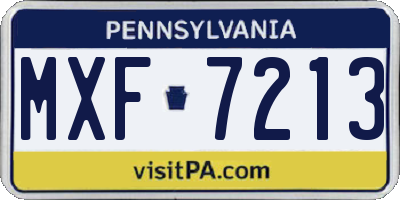 PA license plate MXF7213