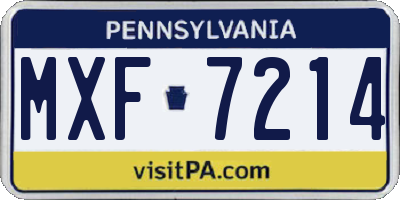 PA license plate MXF7214