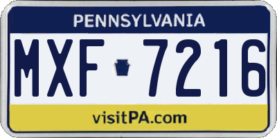 PA license plate MXF7216