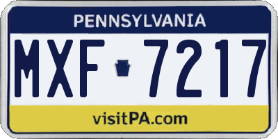 PA license plate MXF7217