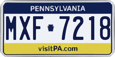 PA license plate MXF7218