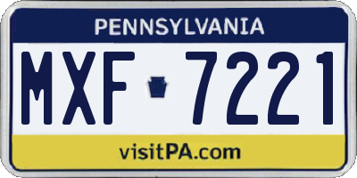PA license plate MXF7221