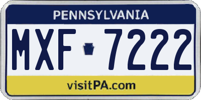 PA license plate MXF7222