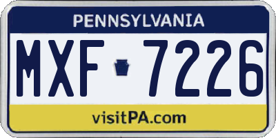 PA license plate MXF7226