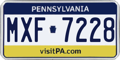 PA license plate MXF7228