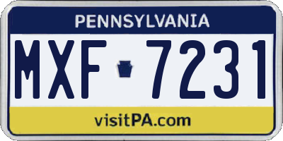 PA license plate MXF7231