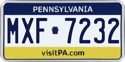 PA license plate MXF7232