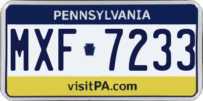 PA license plate MXF7233